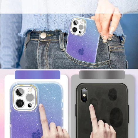 Kingxbar Ombre Case Back Cover for iPhone 12 Pro Max Blue-violet