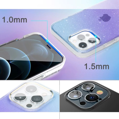 Kingxbar Ombre Case Back Cover for iPhone 12 Pro Max Blue-violet