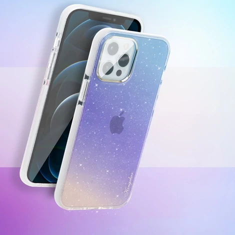 Kingxbar Ombre Case Back Cover for iPhone 12 Pro Max Blue-violet