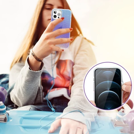 Kingxbar Ombre Case Back Cover for iPhone 12 Pro Max Blue-violet
