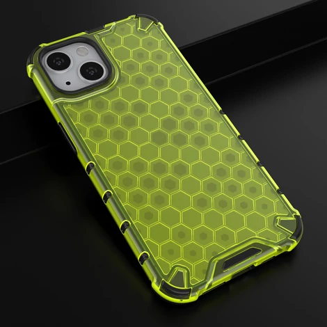 Honeycomb Case armor cover with TPU Bumper for iPhone 13 green