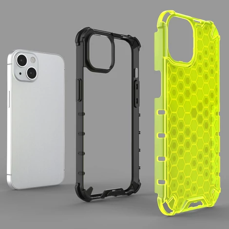 Honeycomb Case armor cover with TPU Bumper for iPhone 13 green