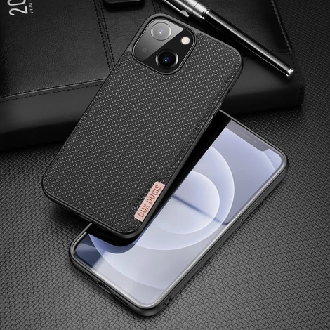 Dux Ducis Fino case covered with nylon material for iPhone 13 black