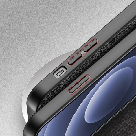 Dux Ducis Fino case covered with nylon material for iPhone 13 black