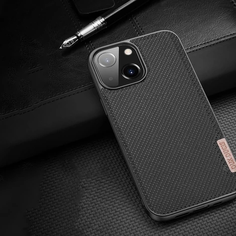 Dux Ducis Fino case covered with nylon material for iPhone 13 black