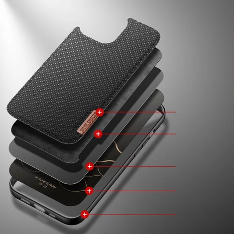 Dux Ducis Fino case covered with nylon material for iPhone 13 black