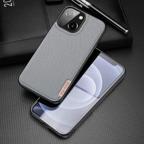 Dux Ducis Fino case covered with nylon material for iPhone 13 gray