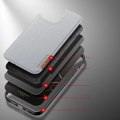 Dux Ducis Fino case covered with nylon material for iPhone 13 gray