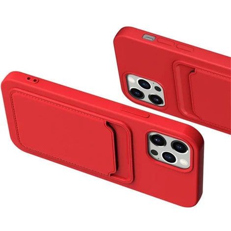 Card Case Silicone Wallet with Card Slot Documents for iPhone 12 pink