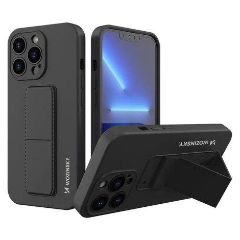 Wozinsky Kickstand Case silicone case with stand for iPhone 13 black