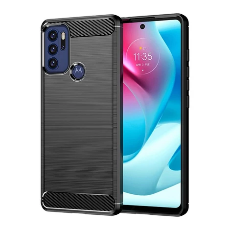 Carbon Case Flexible Cover Sleeve Motorola Moto G60S black