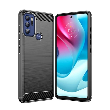 Carbon Case Flexible Cover Sleeve Motorola Moto G60S black