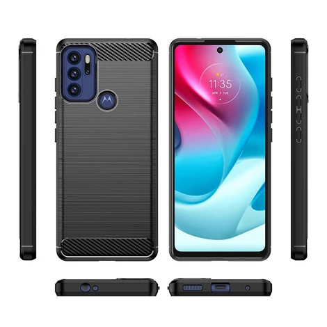 Carbon Case Flexible Cover Sleeve Motorola Moto G60S black