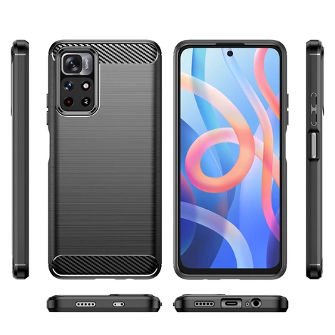 Carbon Case Flexible Cover Sleeve for Xiaomi Redmi Note 11 black