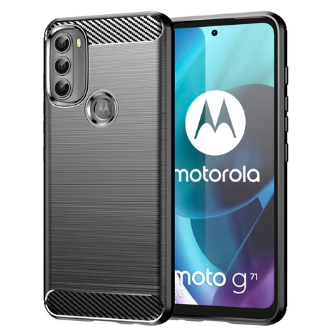 Carbon Case Flexible Cover Sleeve Motorola Moto G71 5G black