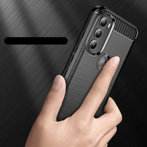 Carbon Case Flexible Cover Sleeve Motorola Moto G71 5G black