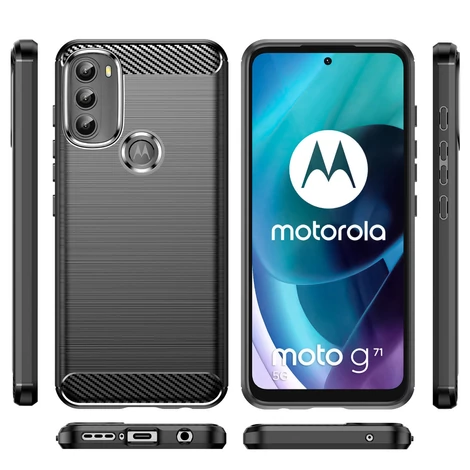Carbon Case Flexible Cover Sleeve Motorola Moto G71 5G black