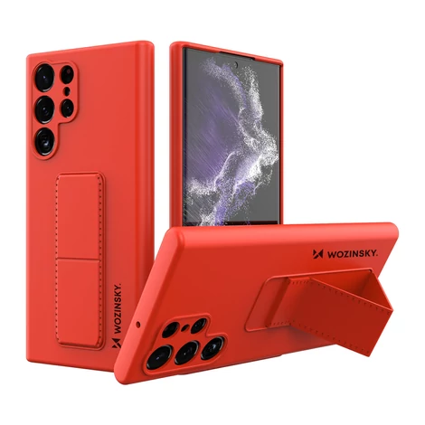 Wozinsky Kickstand Case silicone stand cover for Samsung Galaxy S22 Ultra red
