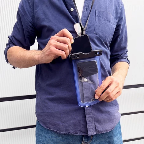 Waterproof pouch phone purse on the pool orange