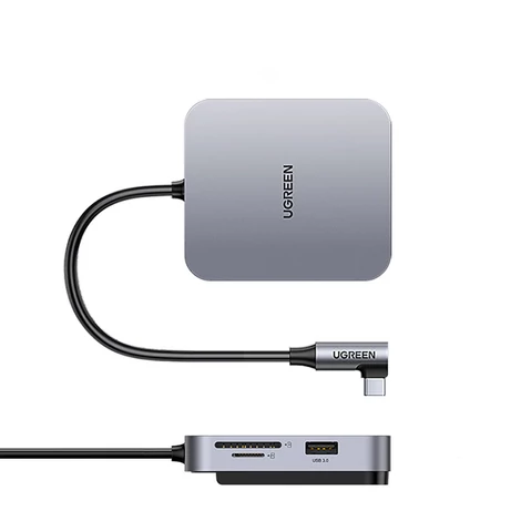 UGREEN 60377 USB-C Hub, 5-in-1 Adapter, 3x USB, SD/TF (Szürke)