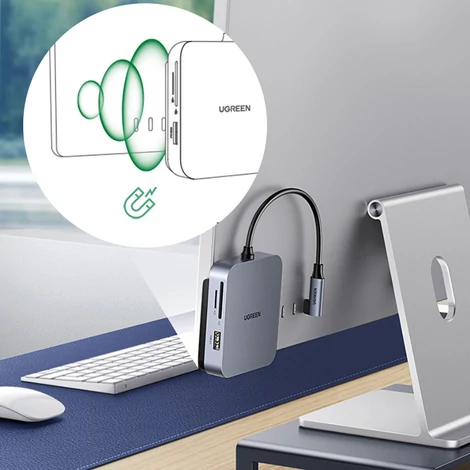 UGREEN 60377 USB-C Hub, 5-in-1 Adapter, 3x USB, SD/TF (Szürke)