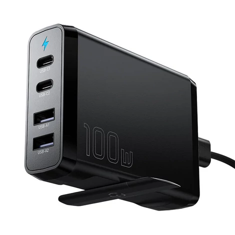 Essager asztali töltő 2xUSB-C 2xUSB-A 100W GaN (fekete)