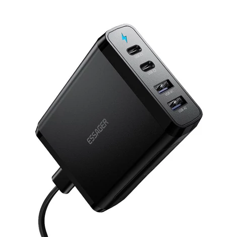 Essager asztali töltő 2xUSB-C 2xUSB-A 100W GaN (fekete)