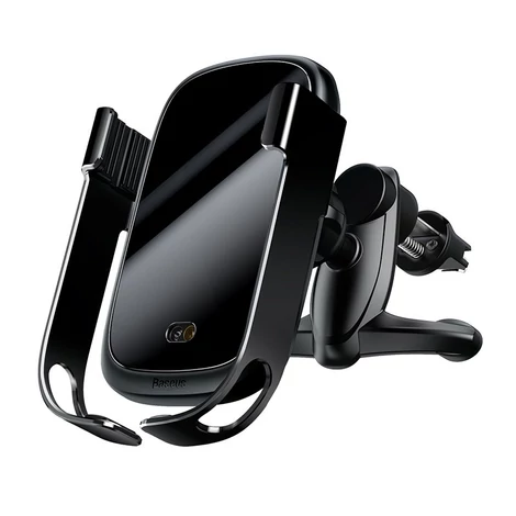 Baseus Rock Smart autós telefontartó vezeték nélküli Qi töltővel 10W, elektromos zárhatósággal, szellőzőre szerelhető telefontartó - fekete (WXHW01-01)