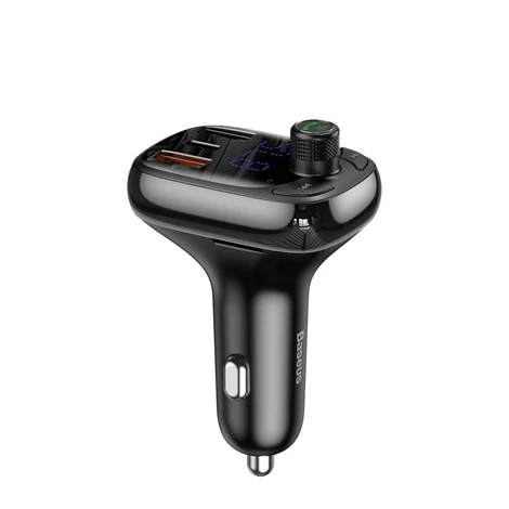 Baseus Blutotth 5.0 Fm Transzmitter Autós töltő Gyorstöltő 4.0 PD USB C / MicroSD 5A - Fekete (CCTM-B01)