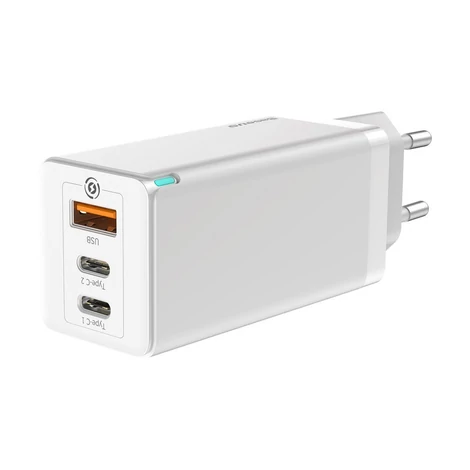Baseus GaN gyors fali töltő PPS 65W USB/2xUSB Type C gyorstöltő 3.0 Power Delivery SCP FCP AFC (gallium-nitrid)