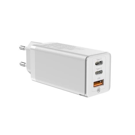 Baseus GaN gyors fali töltő PPS 65W USB/2xUSB Type C gyorstöltő 3.0 Power Delivery SCP FCP AFC (gallium-nitrid)