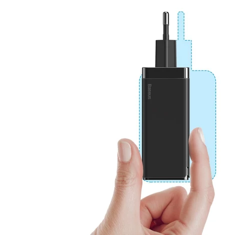 Baseus GaN gyors fali töltő PPS 65W USB/2xUSB Type C gyorstöltő 3.0 Power Delivery SCP FCP AFC (gallium-nitrid)