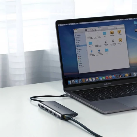 Ugreen USB Type C HUB 3x USB 3.0/SD és micro SD kártyaolvasó/RJ45 1000Mbps hálózati adapter/HDMI - szürke (50538)