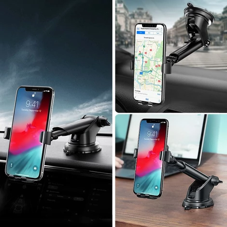 Ugreen Gravity múszerfalra/szélvédőre szerelhető autós telefontartó - fekete (60990)