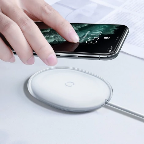 Baseus Jelly Qi vezeték nélküli töltő 15 W + USB - C típusú USB kábel - fehér (WXGD-02)