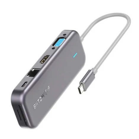 BlitzWolf 11in1 BW-TH8 USB-C Hub Adapter USB MicroSD SD LAN RJ45 HDMI VGA