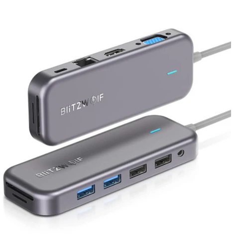 BlitzWolf 11in1 BW-TH8 USB-C Hub Adapter USB MicroSD SD LAN RJ45 HDMI VGA