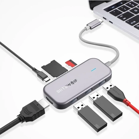 BlitzWolf BW-TH5 7in1 Hub Adapter USB-C to 3xUSB 3.0, HDMI, USB-C PD, SD, microSD