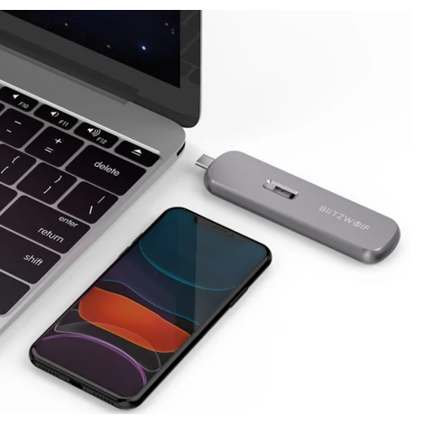 BlitzWolf BW-SSDE4 Sata M.2 külső SSD, B-kulcs, NVMe, 5Gbps, USB-C 3.1