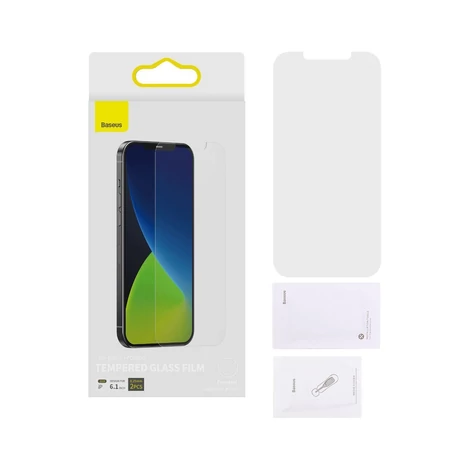 Baseus edzett üveg kijelzővédő fólia 0.3mm iPhone 12/12 Pro (2020) készülékekhez (2db)