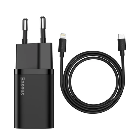 Baseus Super Si gyorstöltő 1C 20W USB-C - Lightning kábellel, 1m (fekete)