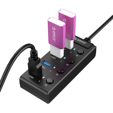 Orico USB 3.0 HUB kapcsolókkal, 5x USB (fekete)