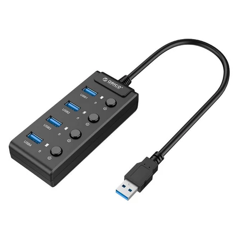 Orico USB 3.0 HUB kapcsolókkal, 5x USB (fekete)