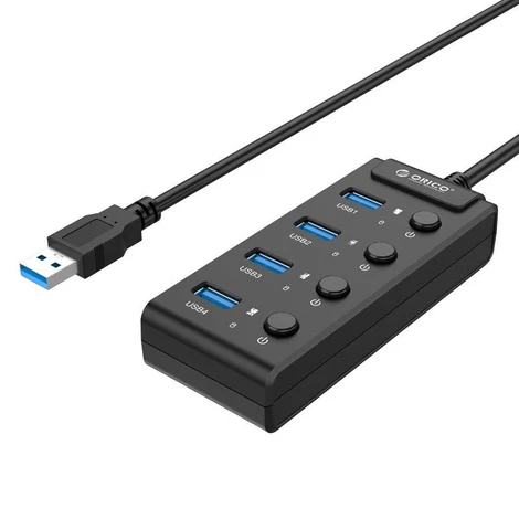 Orico USB 3.0 HUB kapcsolókkal, 5x USB (fekete)