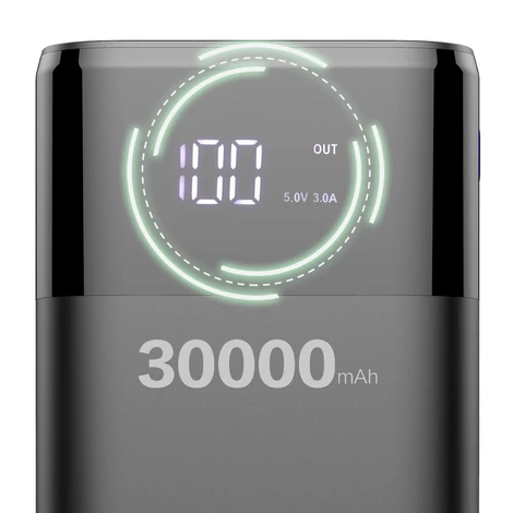 Dudao Power Bank 4x USB 30000mAh, 4A, kijelzővel, fekete (K8Max black)