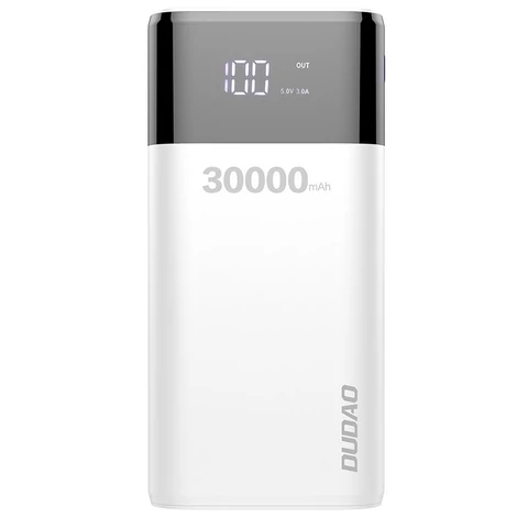 Dudao Power Bank 4x USB 30000mAh, 4A, kijelzővel, fehér (K8Max white)