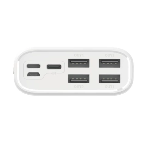 Dudao Power Bank 4x USB 30000mAh, 4A, kijelzővel, fehér (K8Max white)