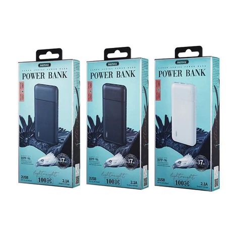Remax Garie power bank 10000 mAh 2x USB 2,1 A fekete (RPP-96 fehér)