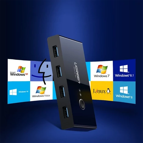 Ugreen 4x USB 3.2 Gen 1 HUB switch box elosztó fekete (US216 30768)