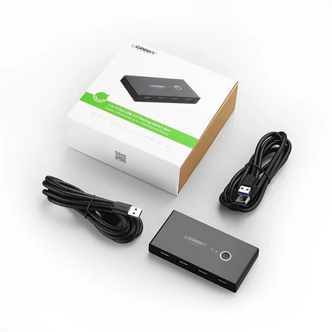 Ugreen 4x USB 3.2 Gen 1 HUB switch box elosztó fekete (US216 30768)